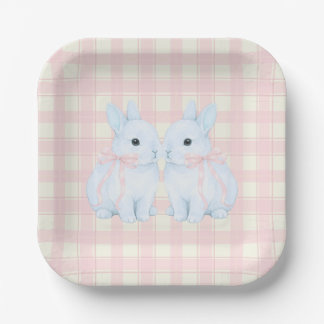 Plato De Papel Blue Marshmallow Bunny Rabbits Easter