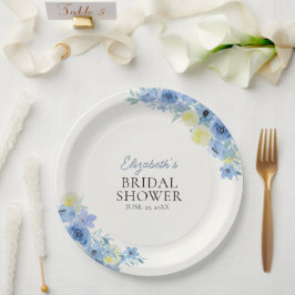 Plato De Papel Blue Mediterranean Lemon Bridal shower