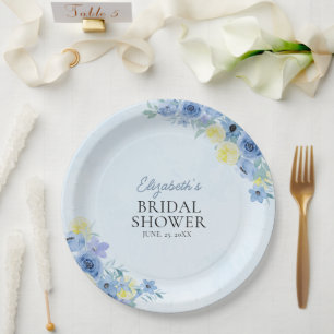 Plato De Papel Blue Mediterranean Lemon Bridal shower