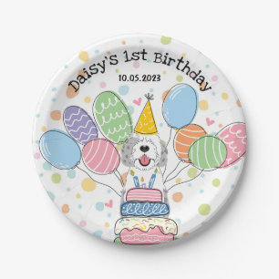Plato De Papel Blue Merle Sheepadoodle Dog Birday