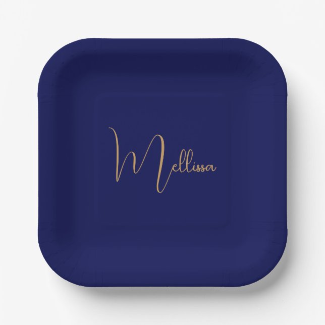 Plato De Papel Blue minimalist custom name  (Anverso)