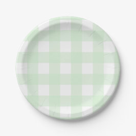 Plato De Papel Blue Mint GIngham Baffalo Check