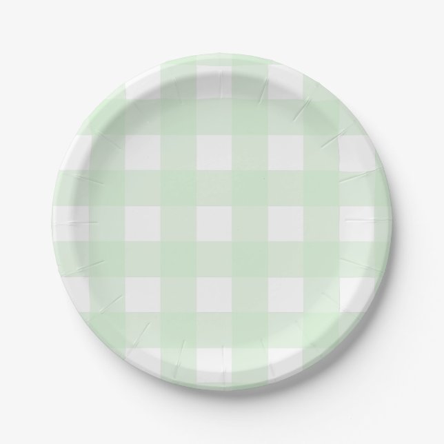 Plato De Papel Blue Mint GIngham Baffalo Check (Anverso)