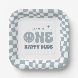 Plato De Papel Blue ONE Happy Dude Birthday Party Plates