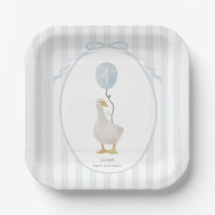 Plato De Papel Blue one tonta ganso Birday Party