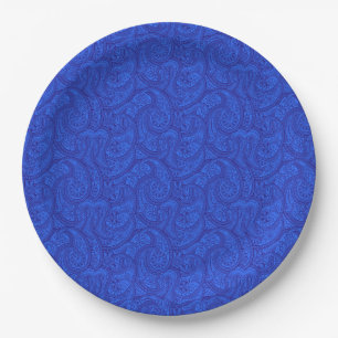 Plato De Papel Blue Paisley