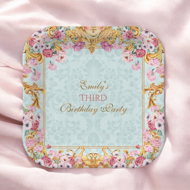 Plato De Papel Blue Pastel Gold Tercer Barroco Rococo Birday Pap (Subido por el creador)