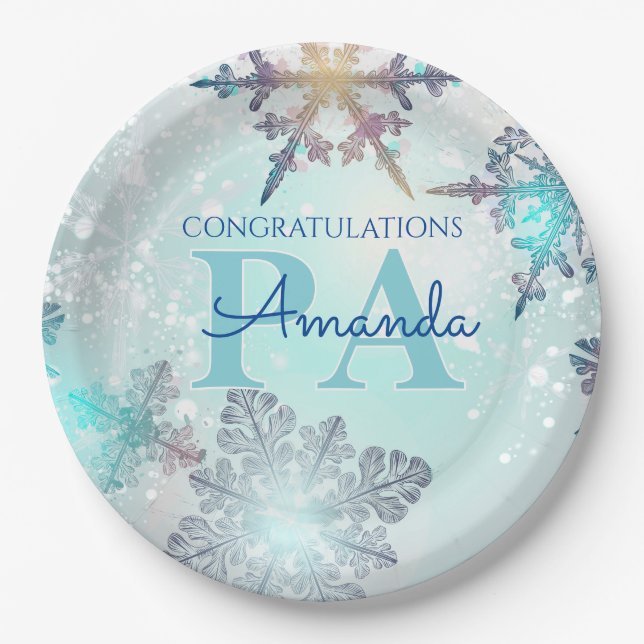 Plato De Papel Blue Personalized Name PA Graduation  (Anverso)