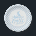 Plato De Papel Blue Plaid Easter<br><div class="desc">Party paper plate is shown in a cute powder blue and white plaid Easter print.
Customize this item or buy as is.




Licensed Print</div>