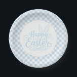 Plato De Papel Blue Plaid Easter<br><div class="desc">Party paper plate is shown in a cute powder blue and white plaid Easter print.
Customize this item or buy as is.




Licensed Print</div>