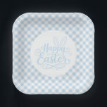 Plato De Papel Blue Plaid Easter<br><div class="desc">Party paper plate is shown in a cute powder blue and white plaid Easter print.
Customize this item or buy as is.




Licensed Print</div>