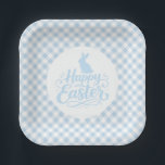 Plato De Papel Blue Plaid Easter<br><div class="desc">Party paper plate is shown in a cute powder blue and white plaid Easter print.
Customize this item or buy as is.




Licensed Print</div>