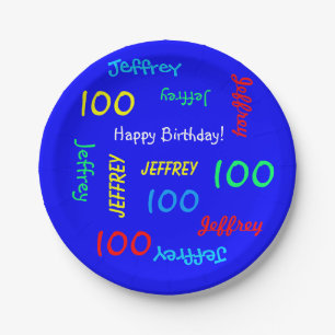 Plato De Papel Blue Plates 100th Birthday Party, Repeating Names