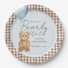 Plato De Papel Blue Podemos Bear Wait Boy Baby Shower