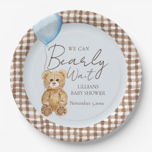 Plato De Papel Blue Podemos Bear Wait Boy Baby Shower