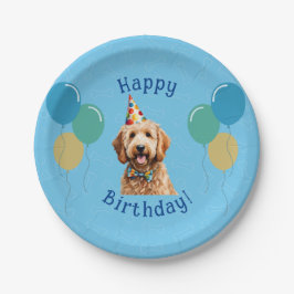 Plato De Papel Blue Puppy Dog Birthday Paw