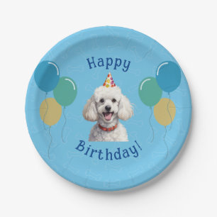 Plato De Papel Blue Puppy Dog Birthday Paw