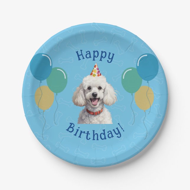 Plato De Papel Blue Puppy Dog Birthday Paw (Anverso)