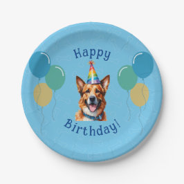 Plato De Papel Blue Puppy Dog Birthday Paw