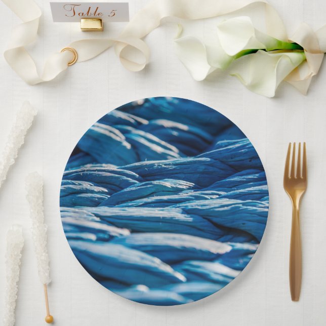 Plato De Papel Blue Rope (Boda)