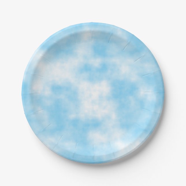 Plato De Papel Blue Sky and Cloud Art Personalizado (Anverso)