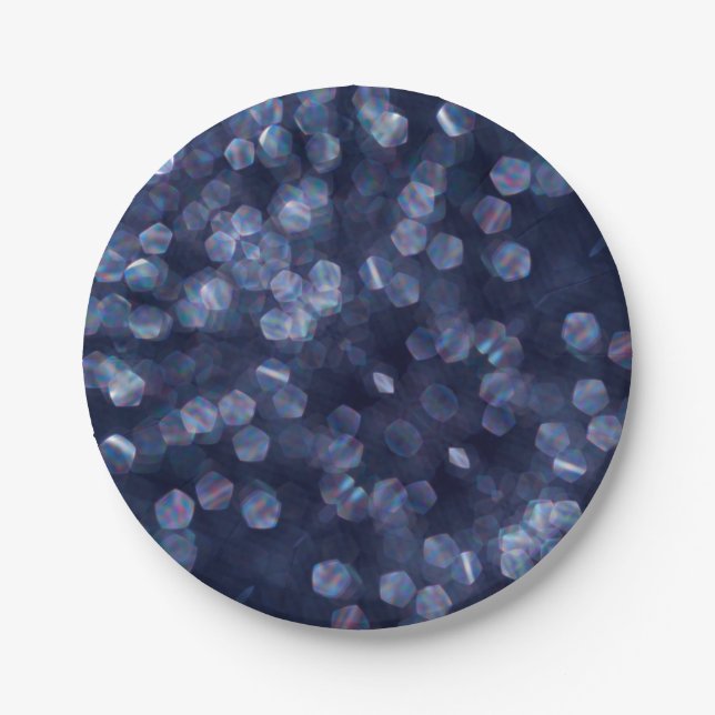 Plato De Papel Blue Sparkle Bokeh Lights (Anverso)