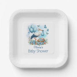 Plato De Papel Blue Stork Baby Boy Baby Shower