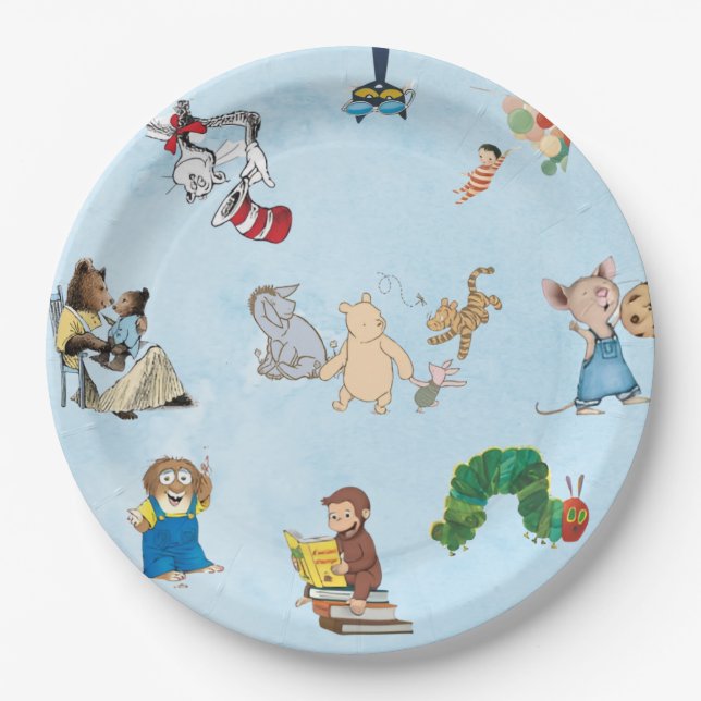 Plato De Papel Blue Storybook Themed Paper Plate (Anverso)