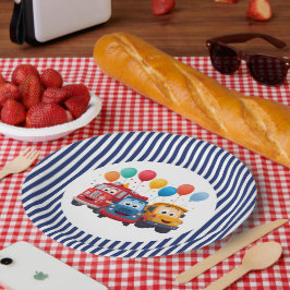 Plato De Papel Blue Striped Truck Birthday Theme