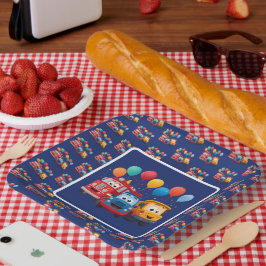 Plato De Papel Blue Striped Truck Birthday Theme