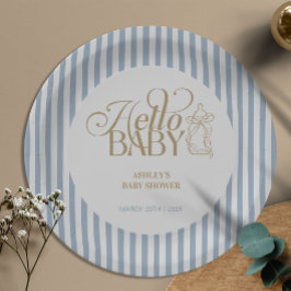 Plato De Papel Blue Stripes Arch Vintage Boy Baby Shower