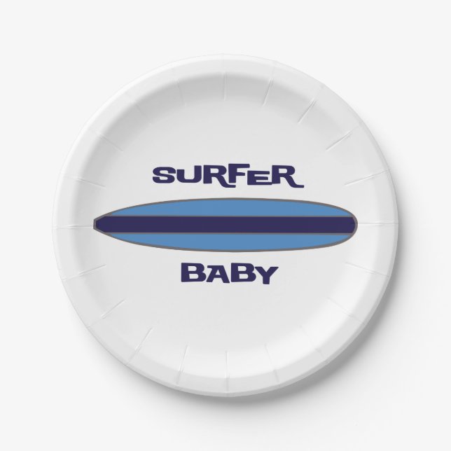 Plato De Papel Blue Surfer Baby (Anverso)