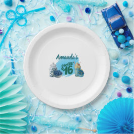Plato De Papel Blue Sweet Sixteen Paper Plates