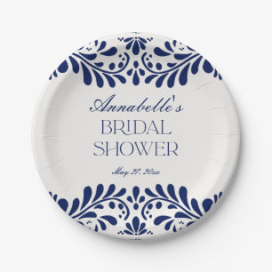 Plato De Papel Blue Talavera Tile Español Fiesta Bridal Ducha