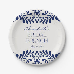 Plato De Papel Blue Talavera Tile Español Fiesta Bridal Ducha