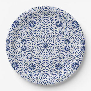Plato De Papel Blue Talavera Tile Español Style Fiesta