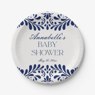 Plato De Papel Blue Talavera Tile Spanish Fiesta Baby Shower