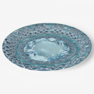 Plato De Papel Blue Topaz y Cut Glass
