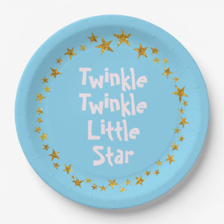 Plato De Papel Blue Twinkle Little Star Baby Boy Fiestas Placas