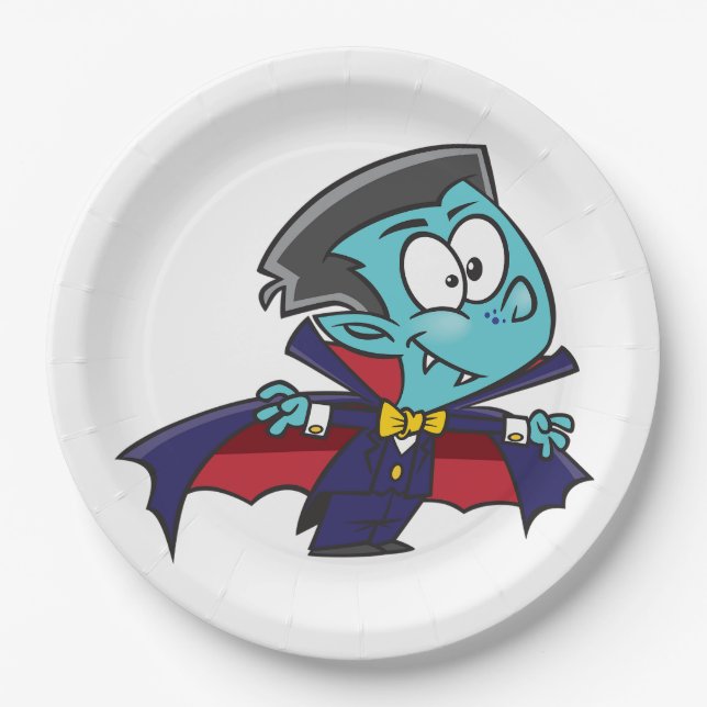 Plato De Papel Blue Vampire Boy with Cape Cute Dracula (Anverso)