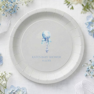 Plato De Papel Blue Vintage Baby Rattle Toy Nursery Baby Shower