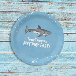 Plato De Papel Blue Watercolor Sharthday Party