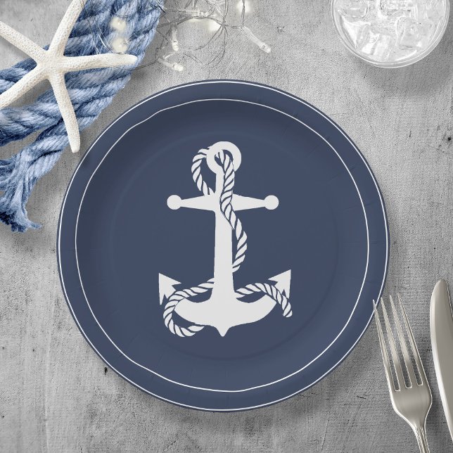 Plato De Papel Blue Wave Anchor V2 Wht/Navy ID836 (Subido por el creador)