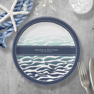 Plato De Papel Blue Wave Wedding ID836