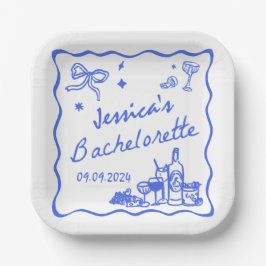 Plato De Papel Blue Whimsical Beach Bachelorette Party