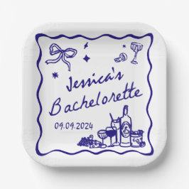 Plato De Papel Blue Whimsical Beach Bachelorette Party