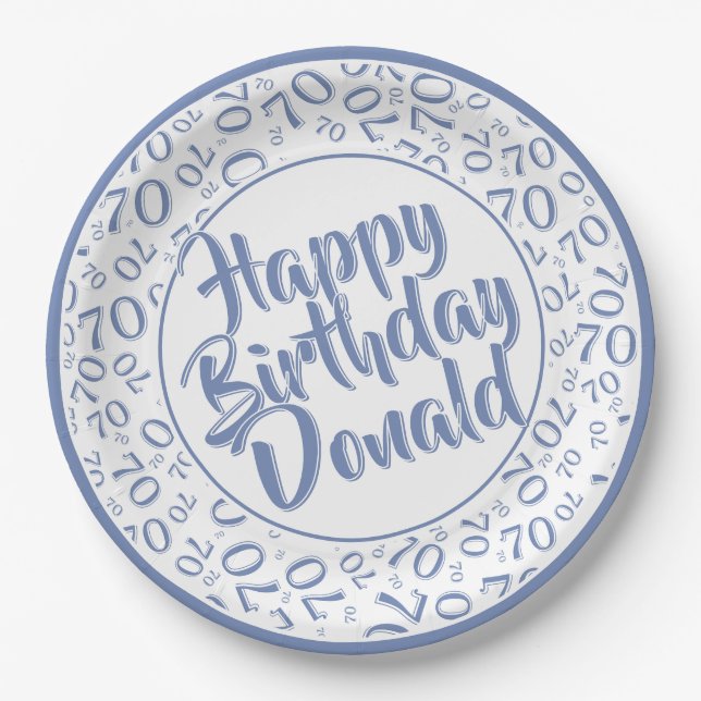Plato De Papel Blue/White 70th Random Number Pattern (Anverso)