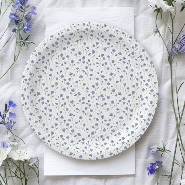 Plato De Papel Blue Wildflower Jardín Botánico Bridal Shower (Subido por el creador)