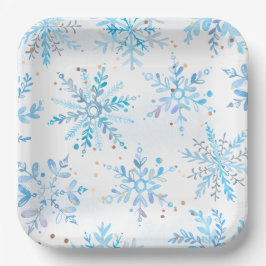 Plato De Papel Blue Winter Onederland Party Plates