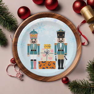 Plato De Papel Blue Winter Snowflakes Nutcracker Baby Shower